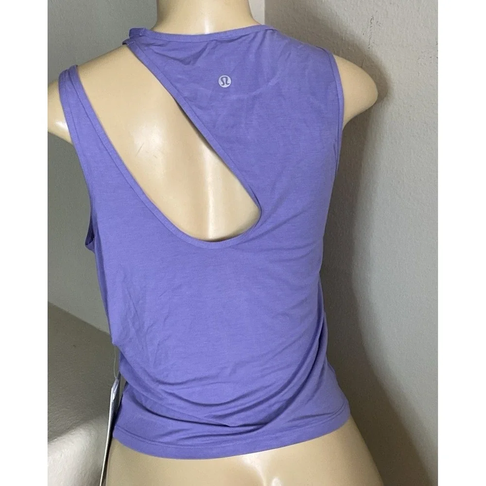 Lululemon Tank Top Shoulder Cut-Out Yoga Shirt Sz 8 Purple‎ Lavender NWT $68